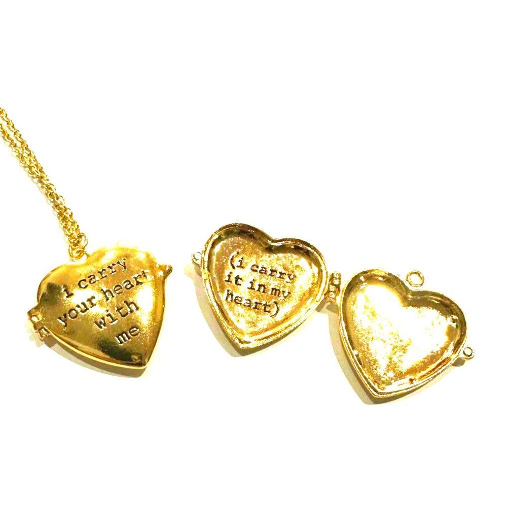 E.E. Cummings Inspired "I Carry Your Heart With Me" Locket Necklace